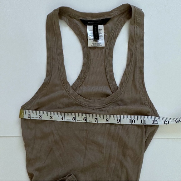 BCBGMaxazria Hazel Tank Dress in Gravel Taupe Lyocell Ribbed Knit Racerback M - Picture 7 of 11